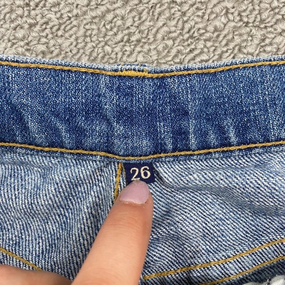 Carmar High Rise Rolled Cuff Jean Shorts Women's 26 Distressed Cotton Denim Blue - Picture 4 of 11